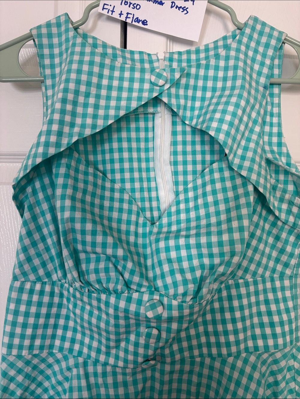 Voodoo Vixen size Large retro gingham summer keyhole dress - Picture 3 of 7